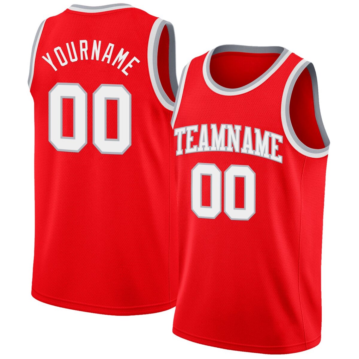 Custom Fire Red White-Gray Authentic Basketball Jersey