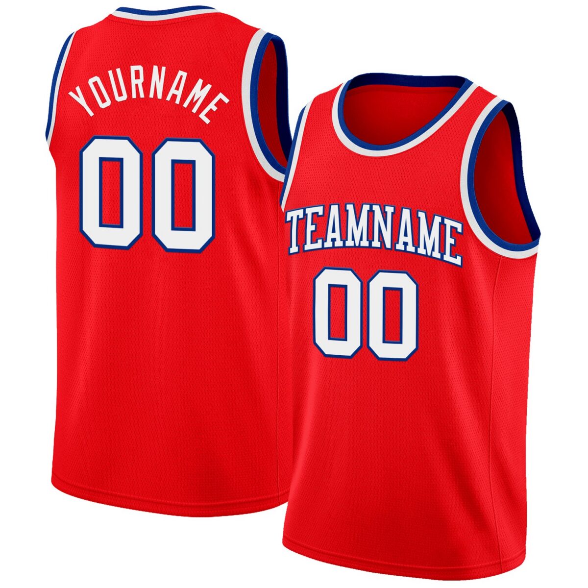 Custom Fire Red White-Royal Authentic Basketball Jersey