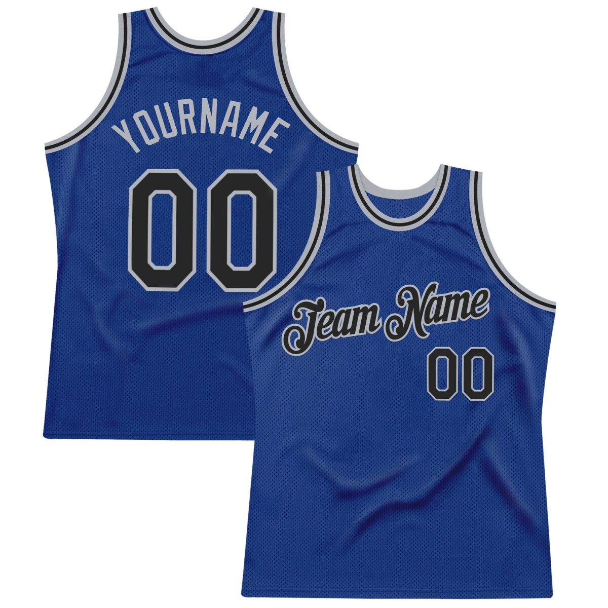 Custom Royal Black-Gray Authentic Throwback Basketball Jersey